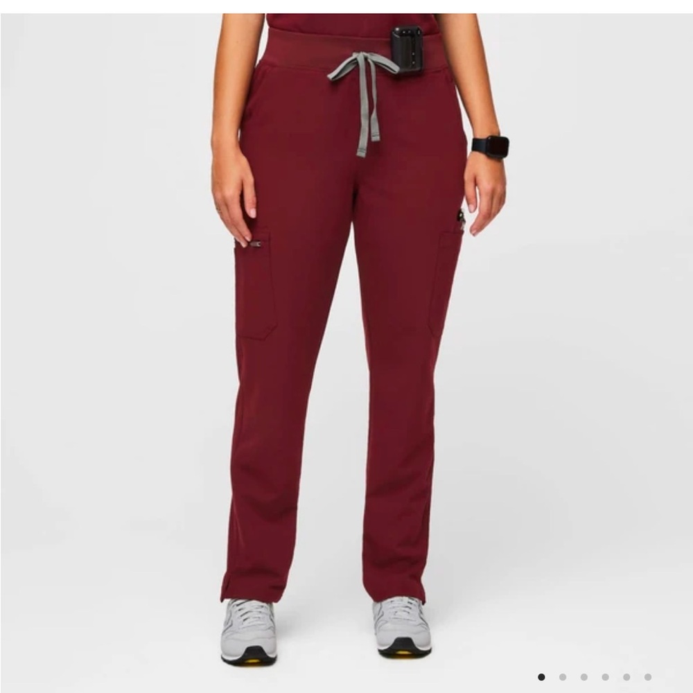 FIGS Yola Skinny Scrub Pants Burgundy Size S Tall Medical Nurse Stretch